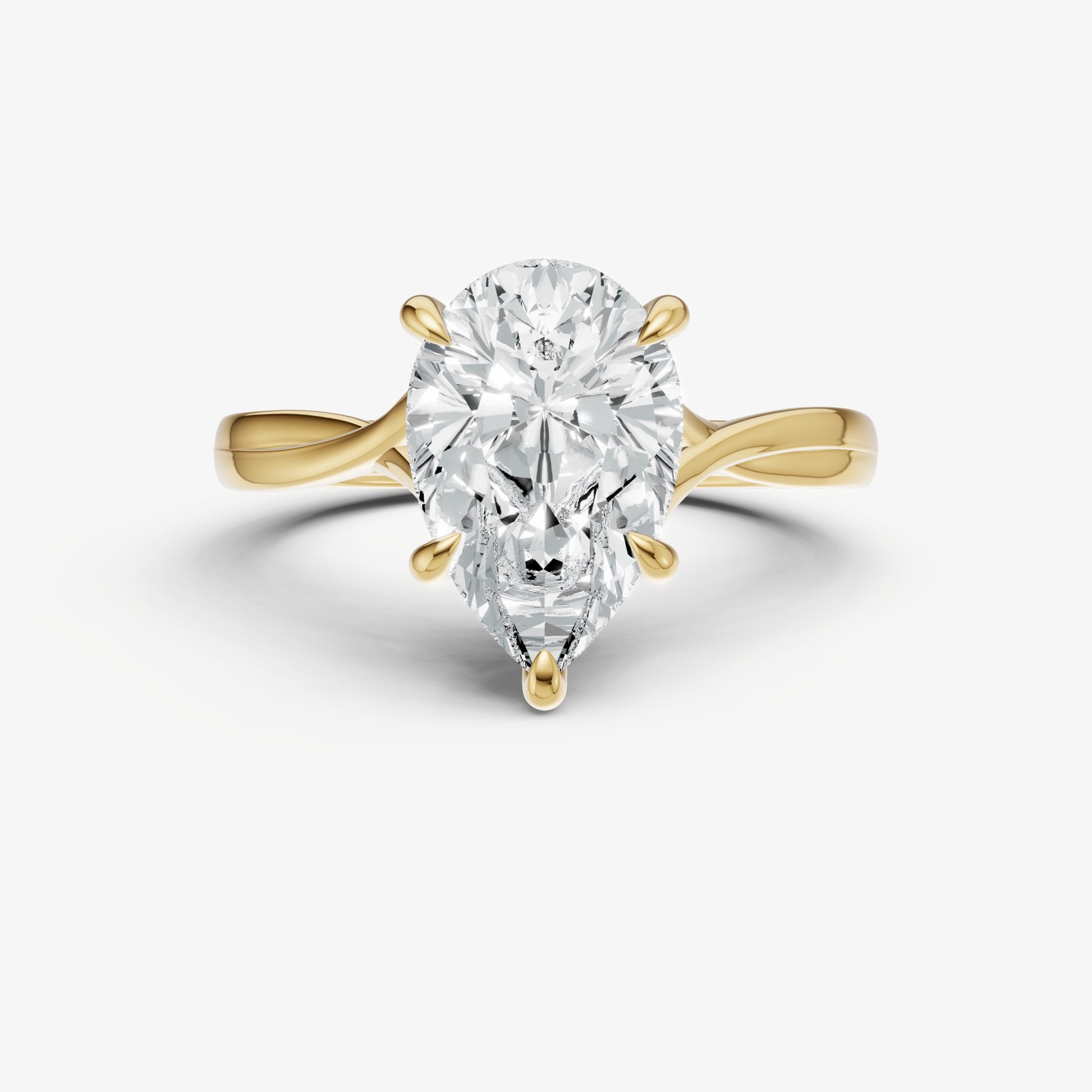 Pear Twist Band Solitaire Engagement Ring