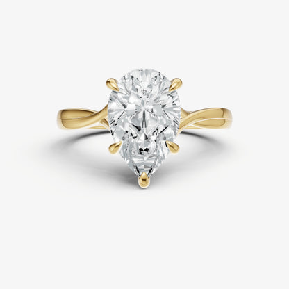 Pear Twist Band Solitaire Engagement Ring