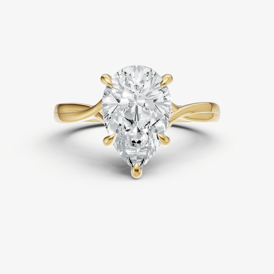 Pear Twist Band Solitaire Engagement Ring