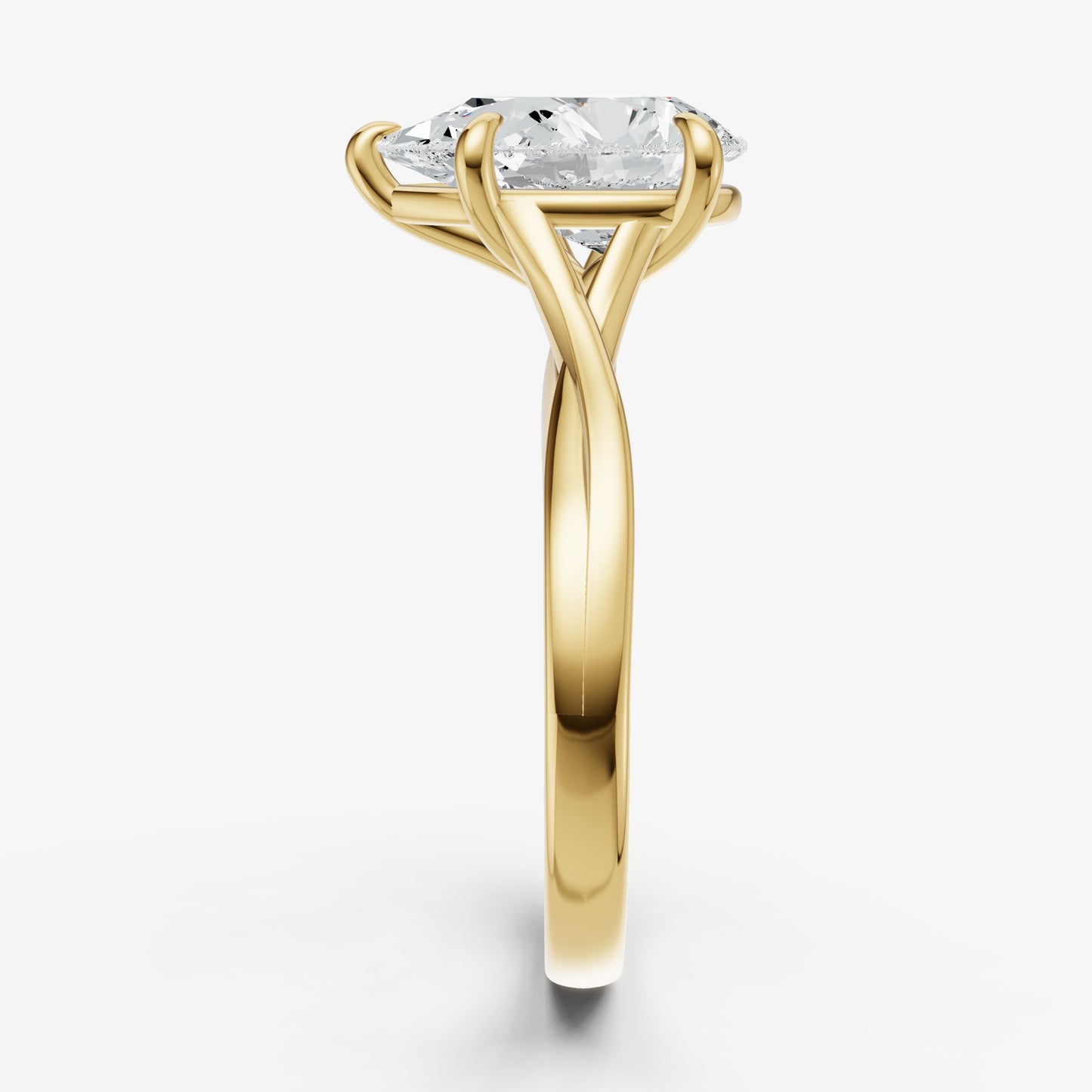 Pear Twist Band Solitaire Engagement Ring