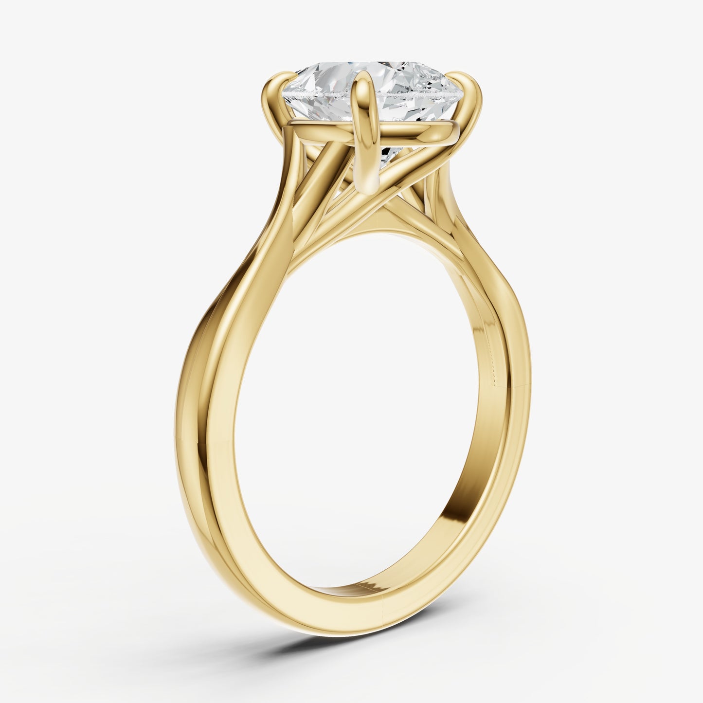 Pear Twist Band Solitaire Engagement Ring