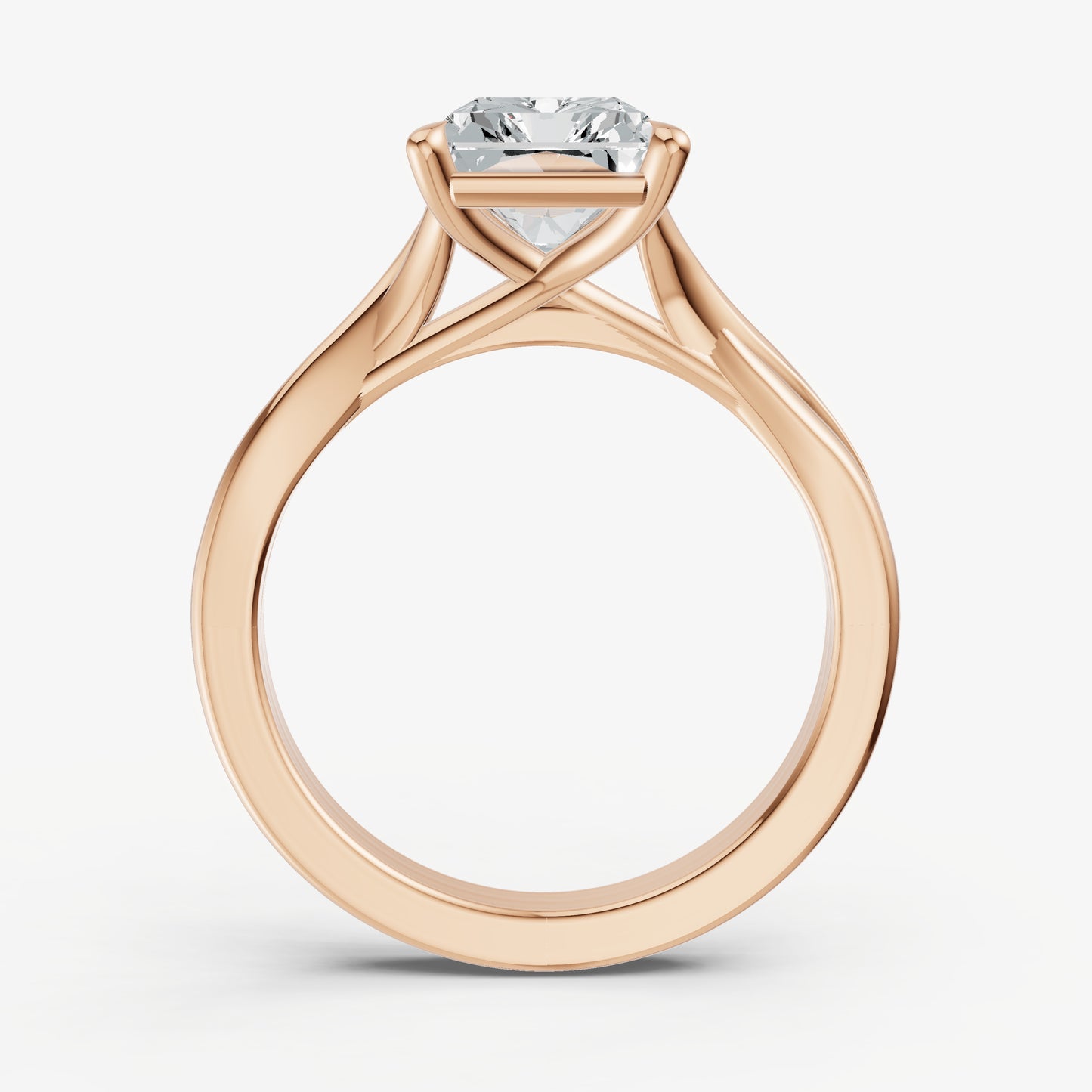 Radiant Twist Band Solitaire Engagement Ring