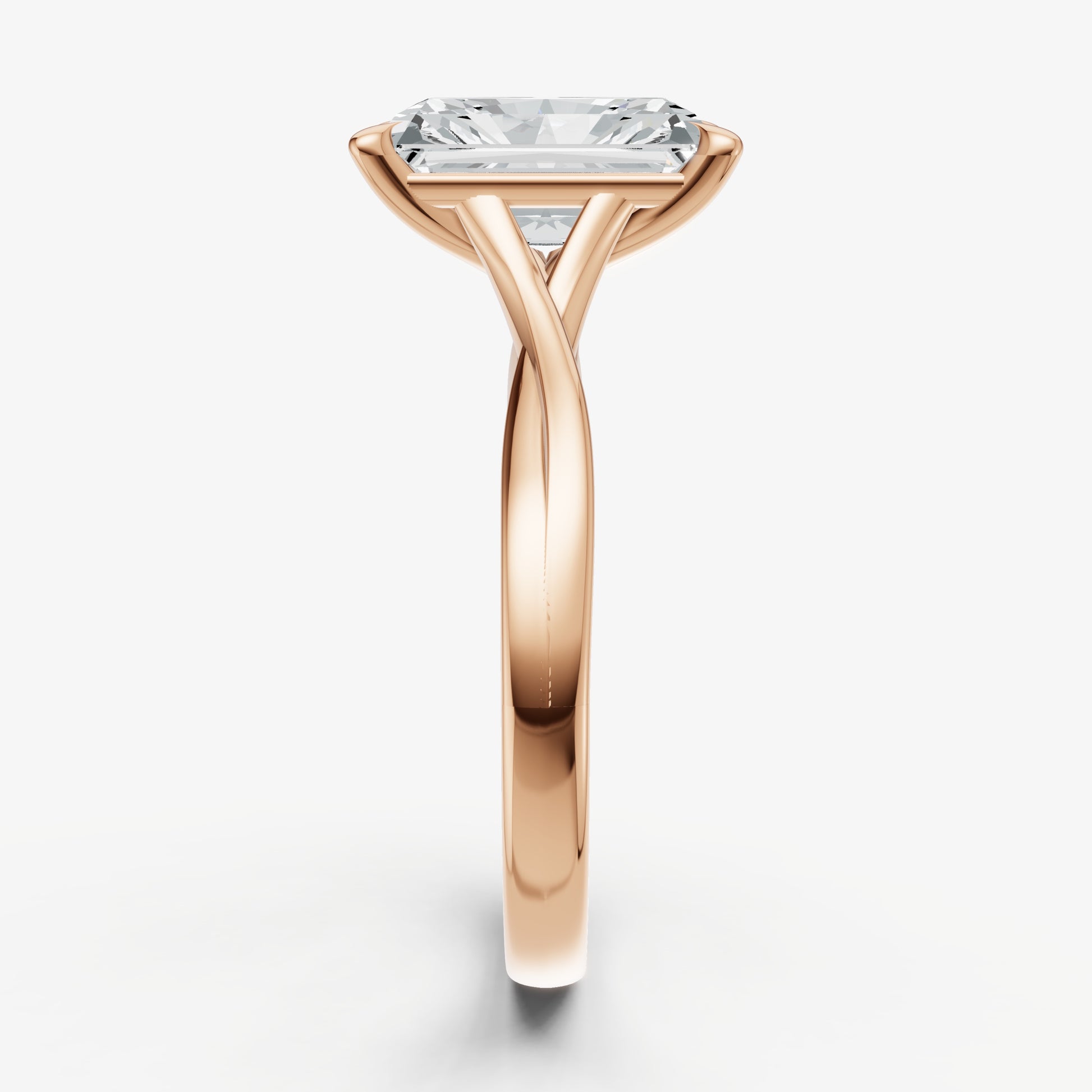 Radiant Twist Band Solitaire Engagement Ring