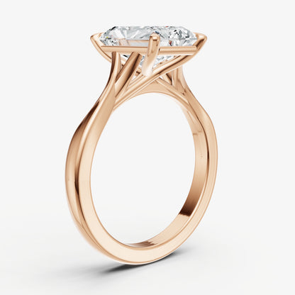 Radiant Twist Band Solitaire Engagement Ring