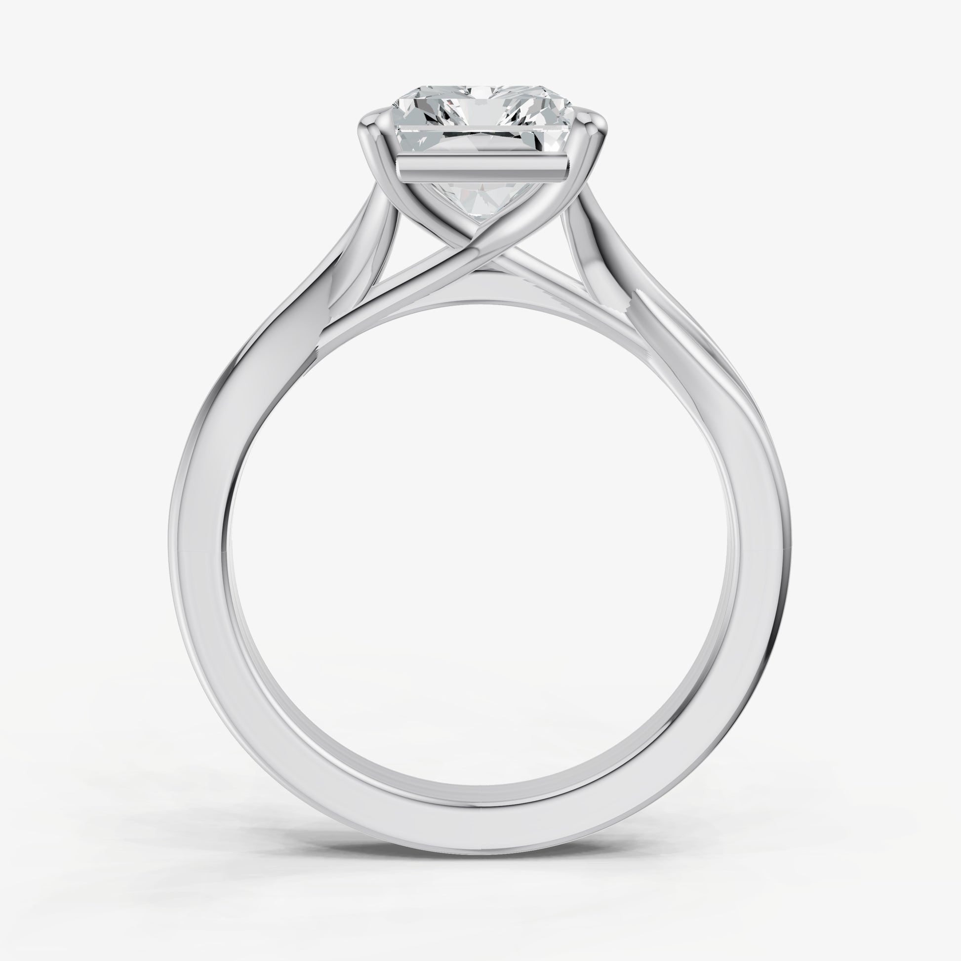 Radiant Twist Band Solitaire Engagement Ring