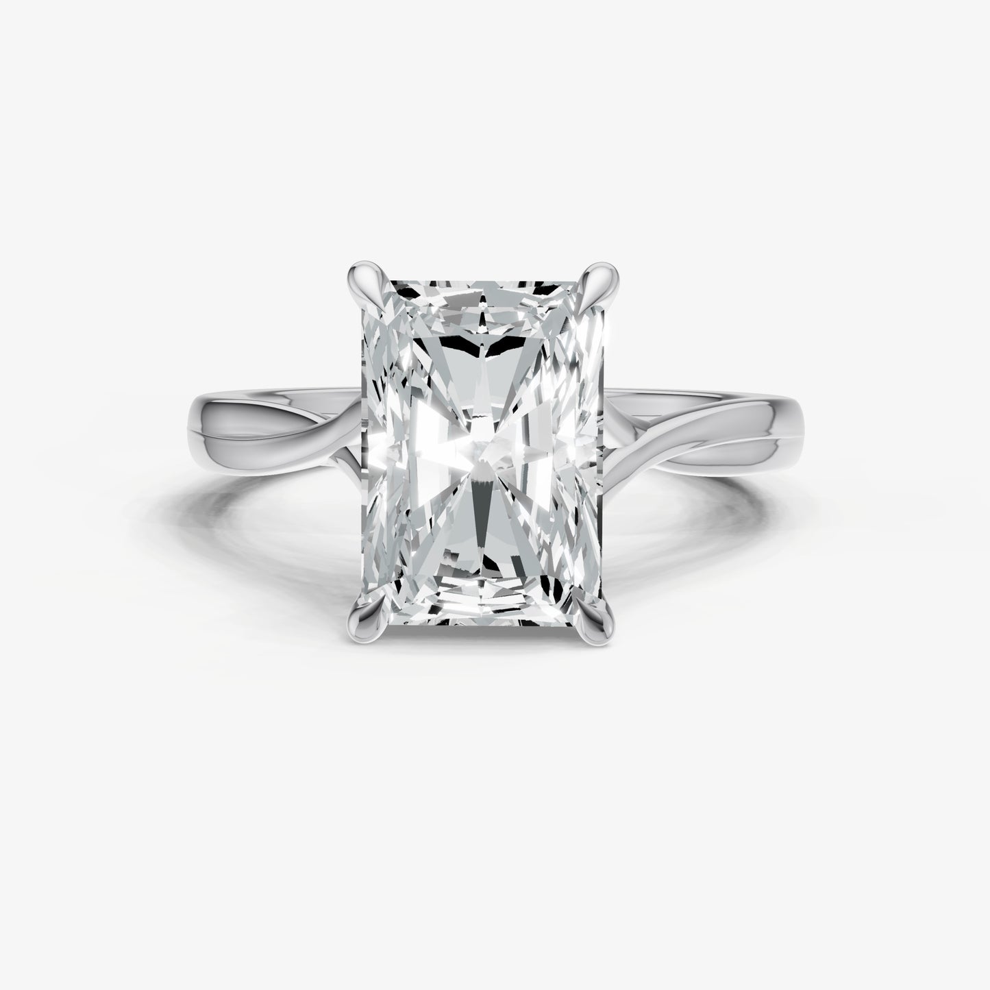 Radiant Twist Band Solitaire Engagement Ring