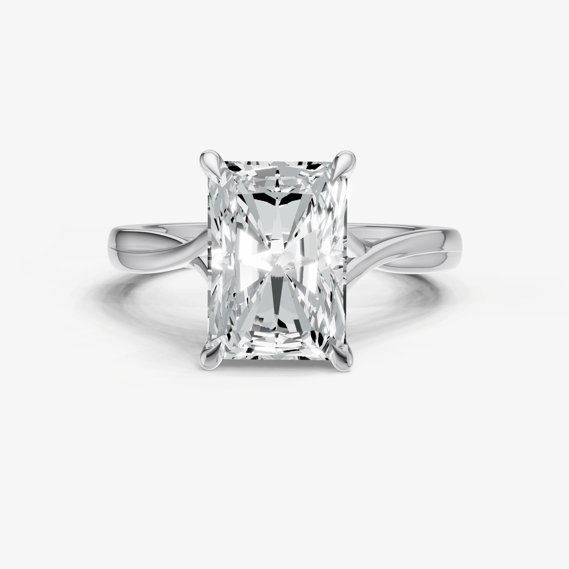 Radiant Twist Band Solitaire Engagement Ring