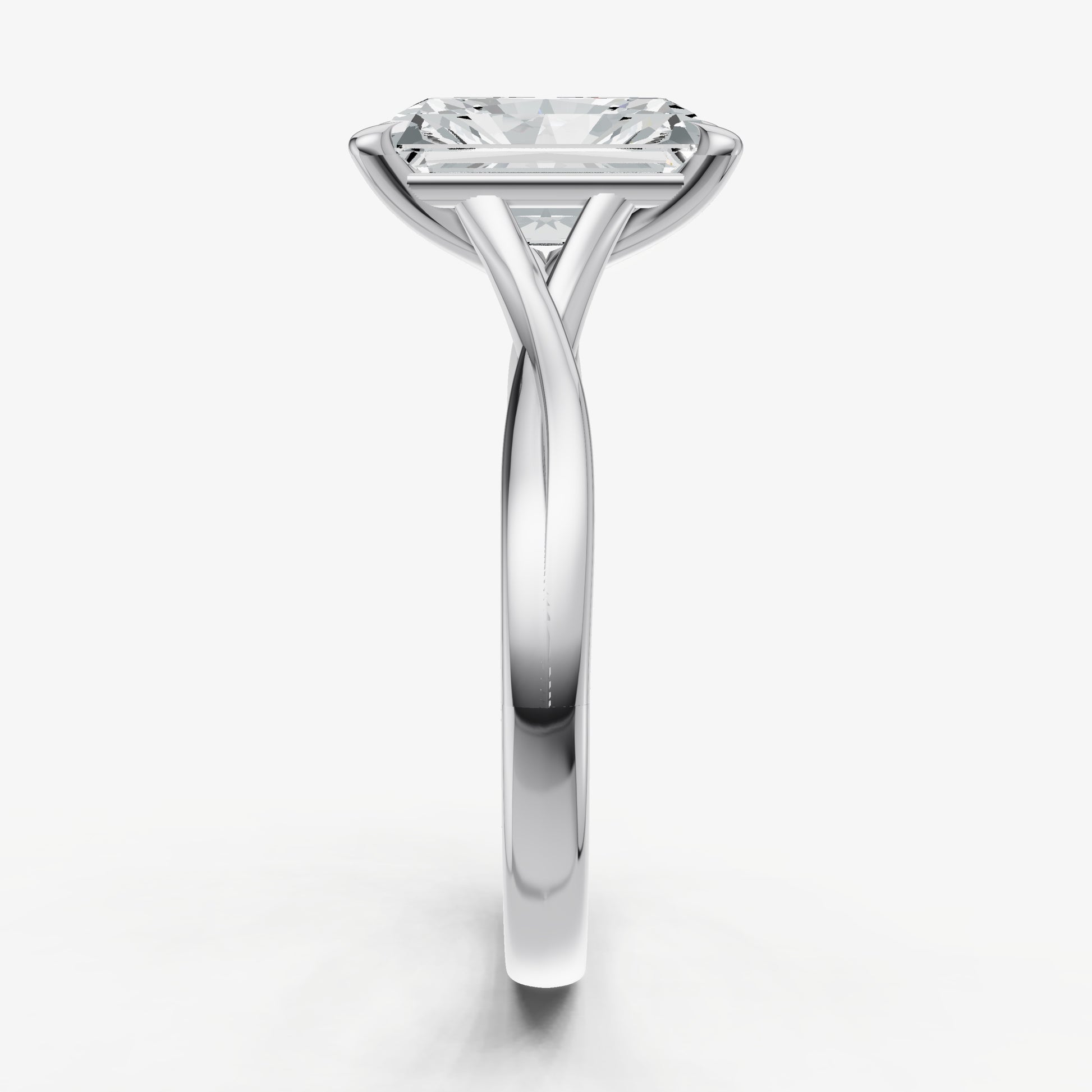 Radiant Twist Band Solitaire Engagement Ring