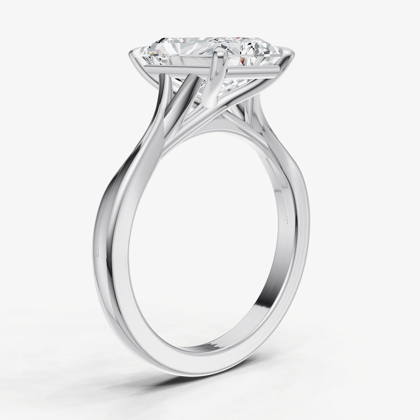 Radiant Twist Band Solitaire Engagement Ring