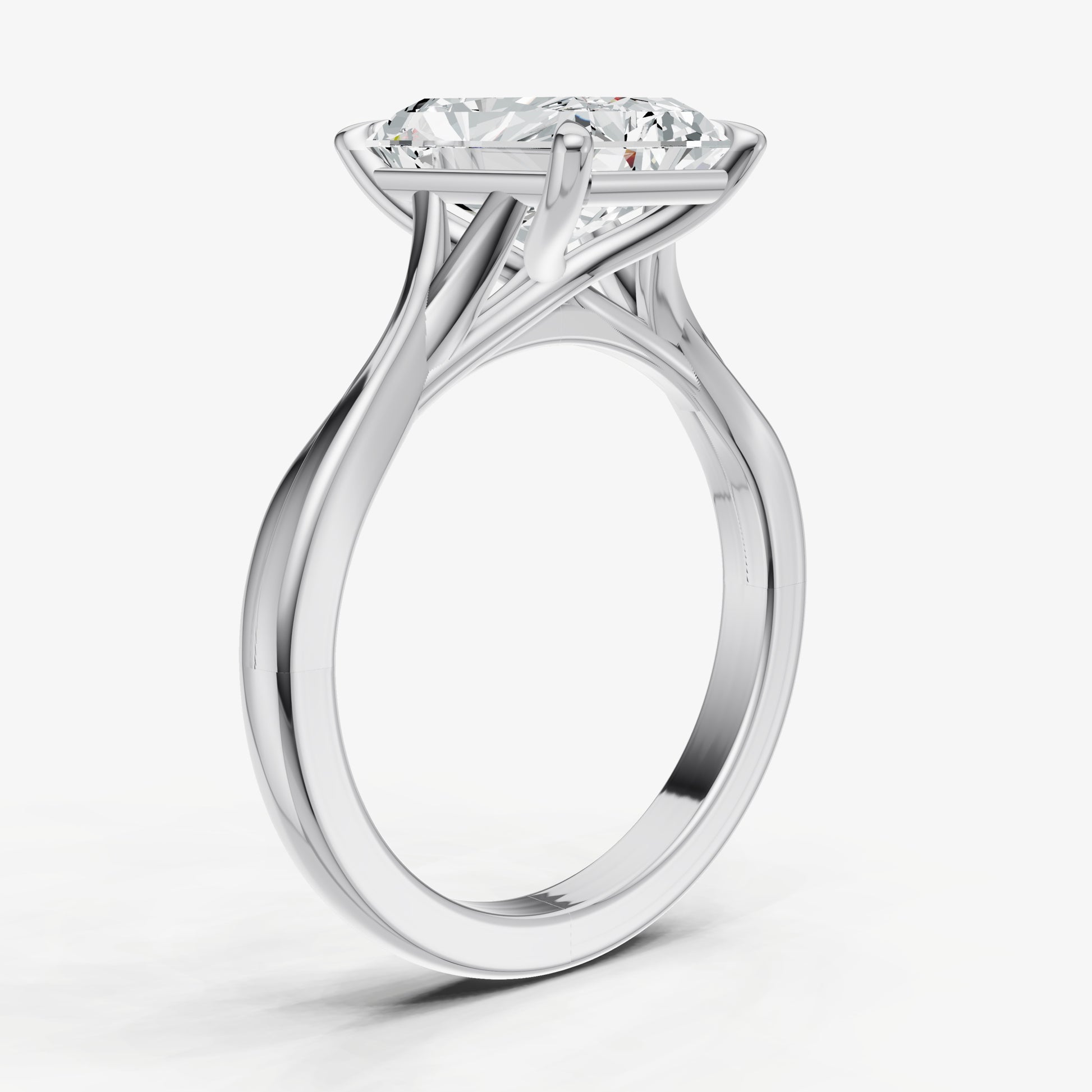 Radiant Twist Band Solitaire Engagement Ring