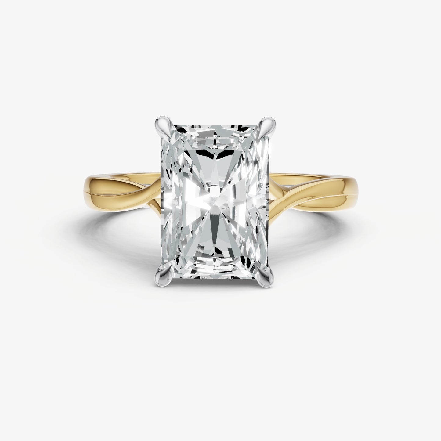Radiant Twist Band Solitaire Engagement Ring