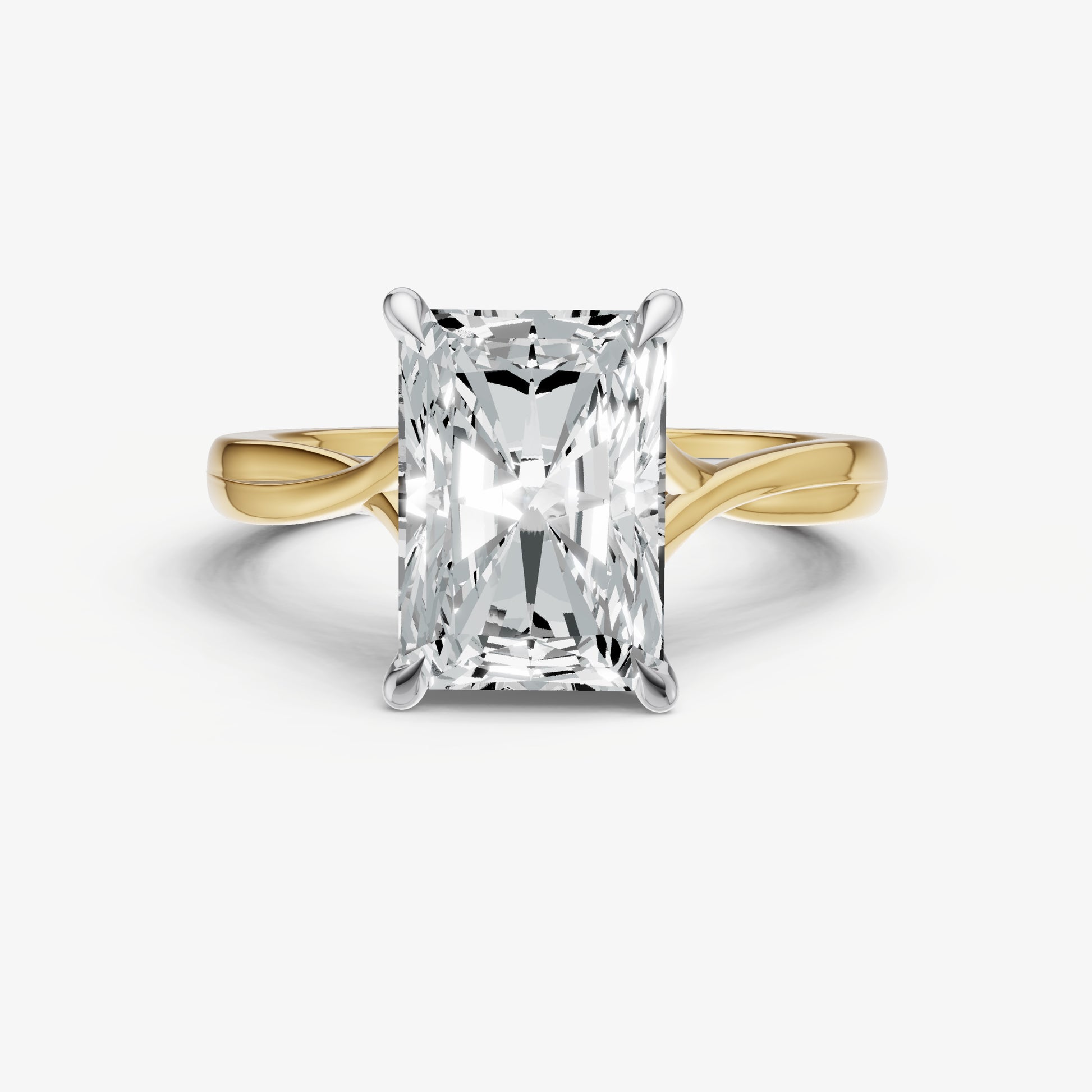 Radiant Twist Band Solitaire Engagement Ring