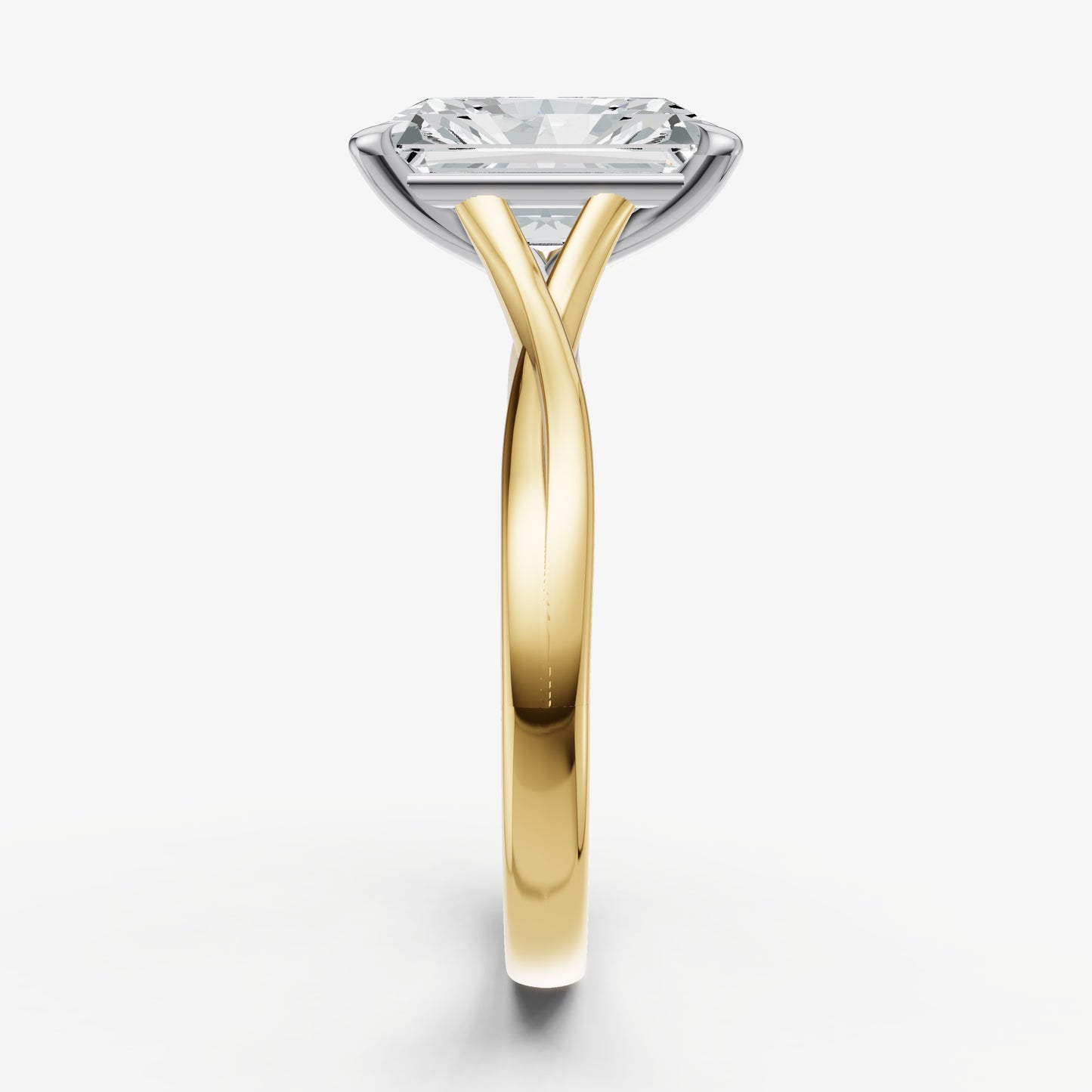 Radiant Twist Band Solitaire Engagement Ring