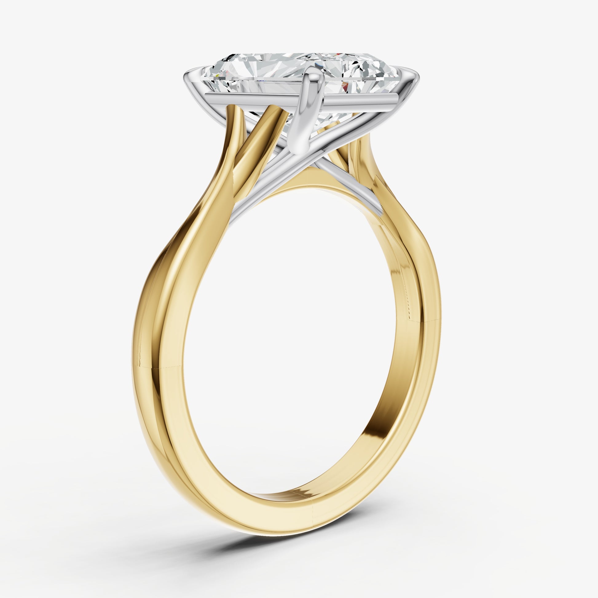 Radiant Twist Band Solitaire Engagement Ring