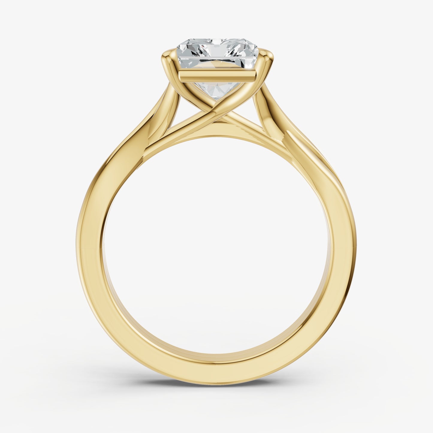 Radiant Twist Band Solitaire Engagement Ring