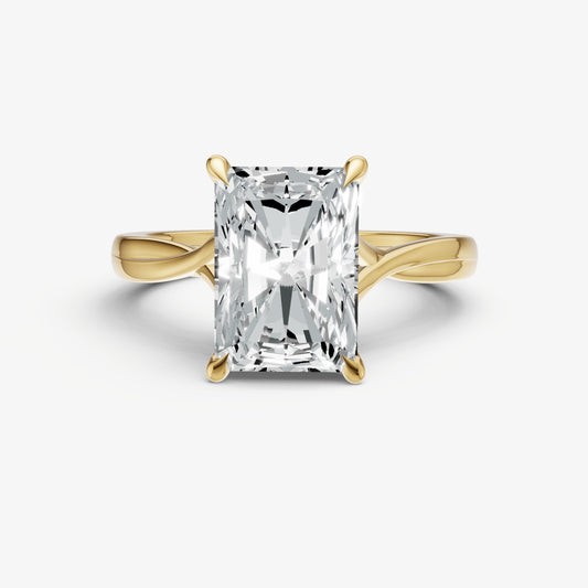Radiant Twist Band Solitaire Engagement Ring