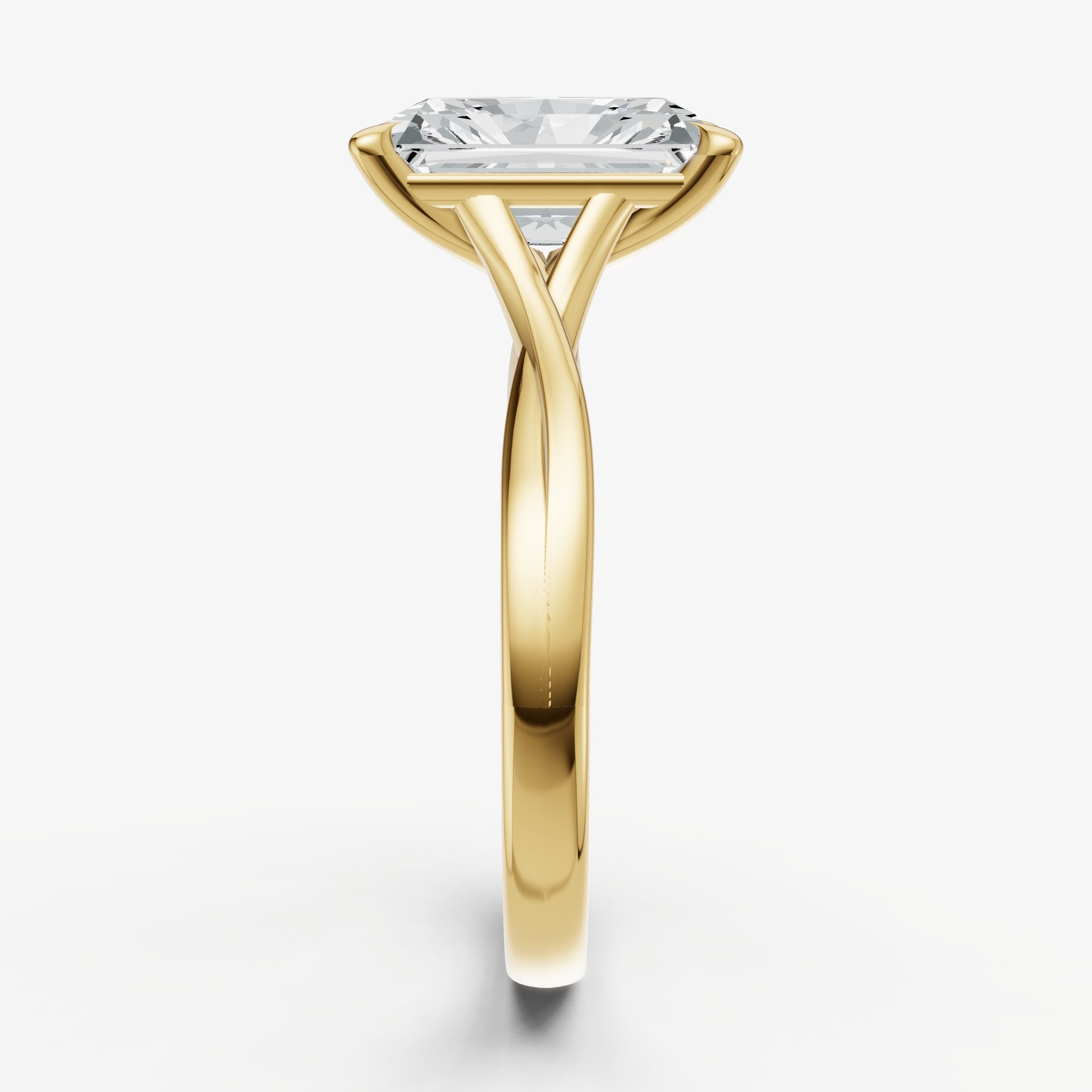 Radiant Twist Band Solitaire Engagement Ring