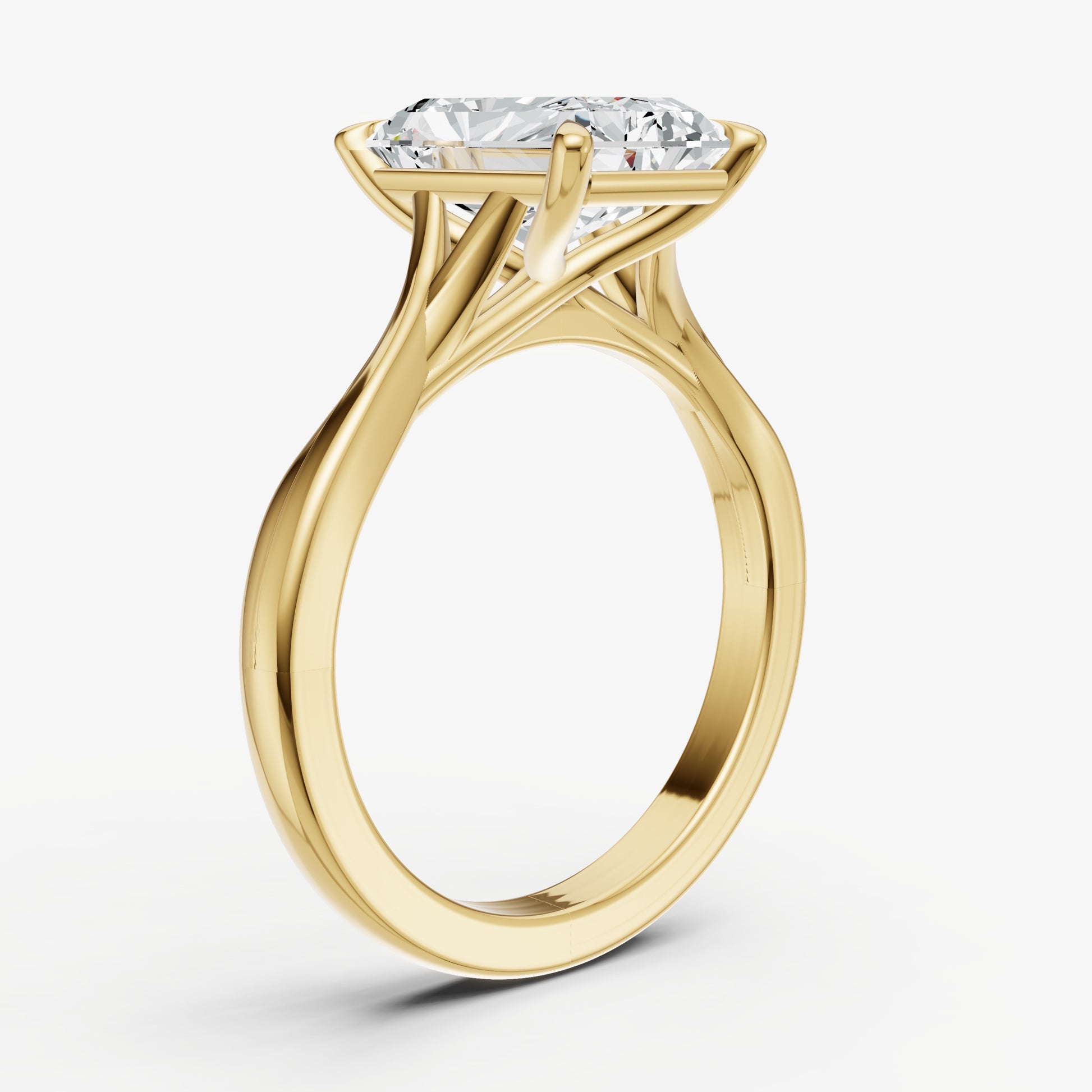 Radiant Twist Band Solitaire Engagement Ring