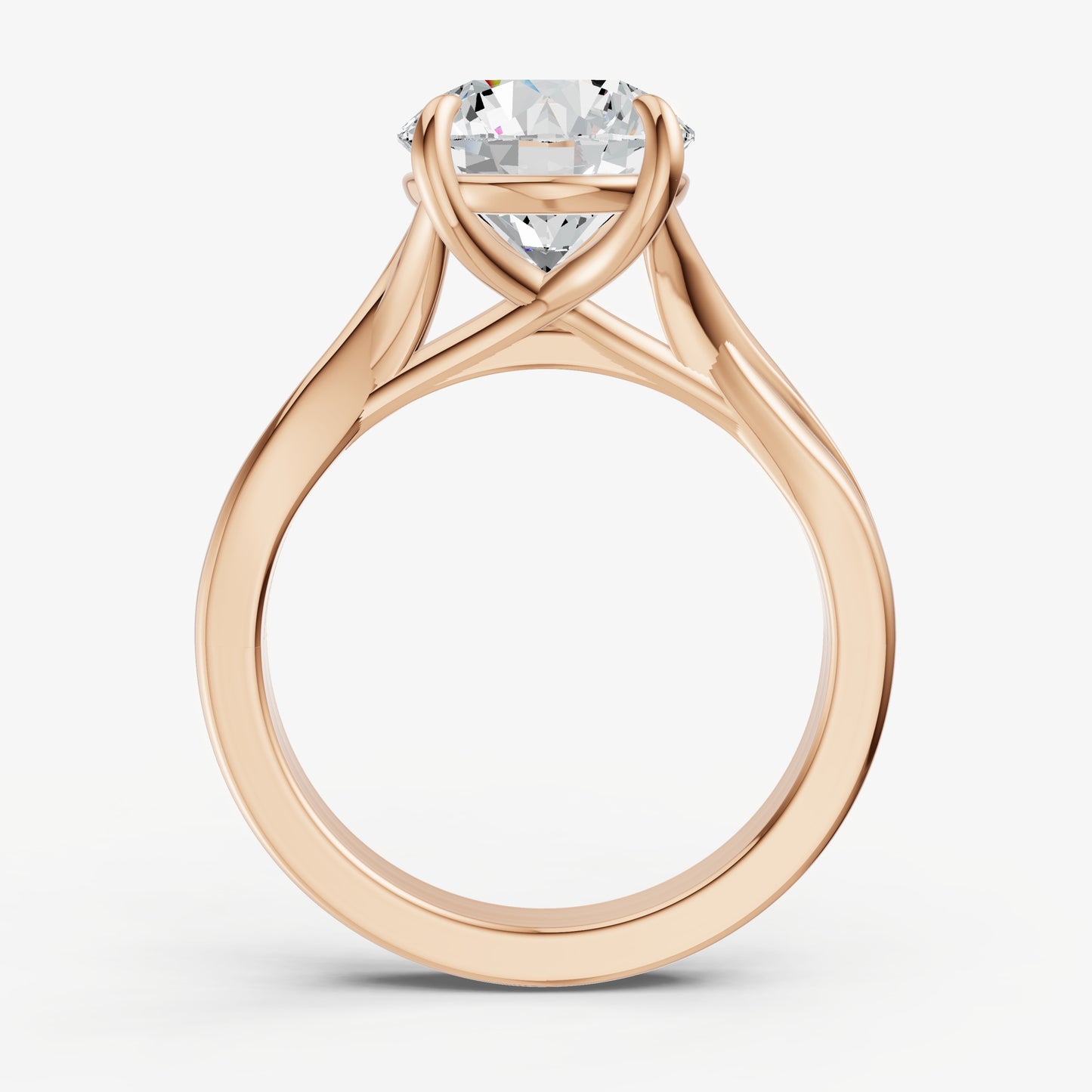 Round Twist Band Solitaire Engagement Ring