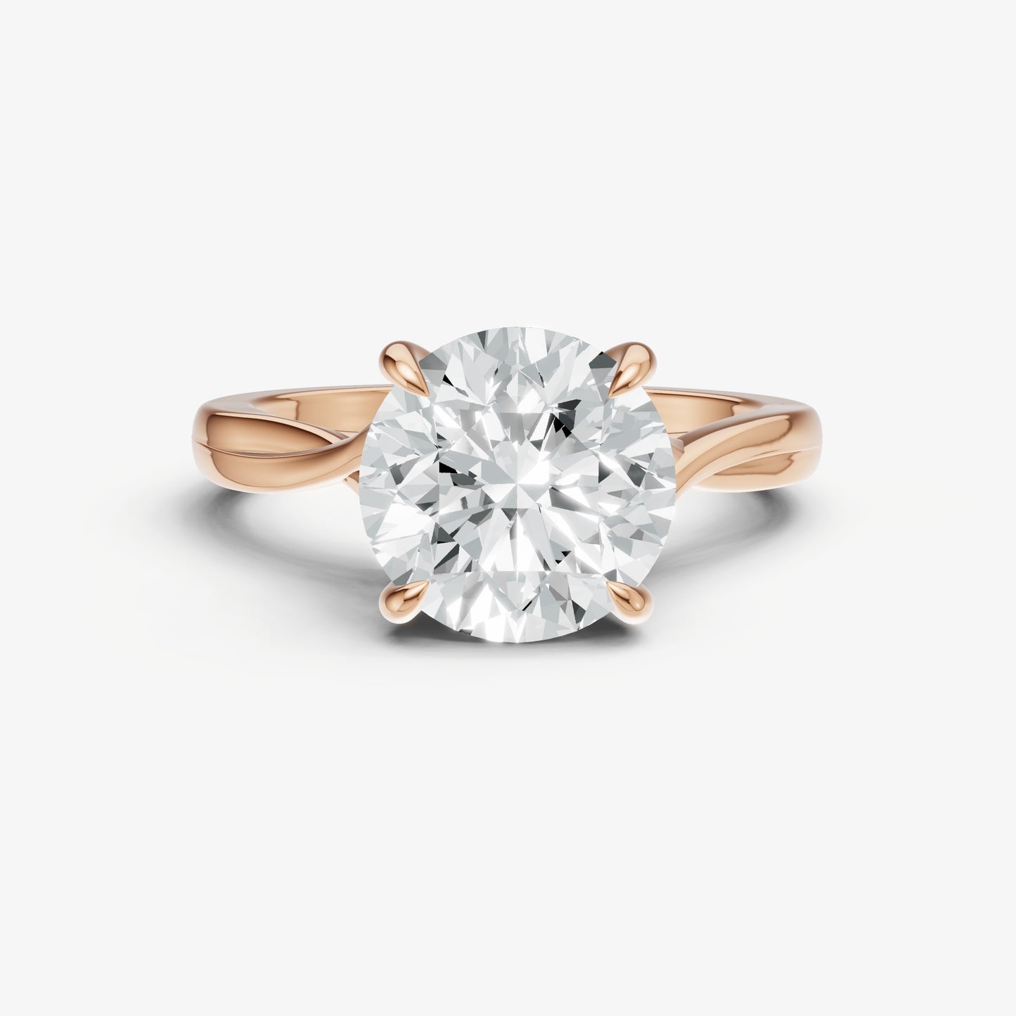 Round Twist Band Solitaire Engagement Ring
