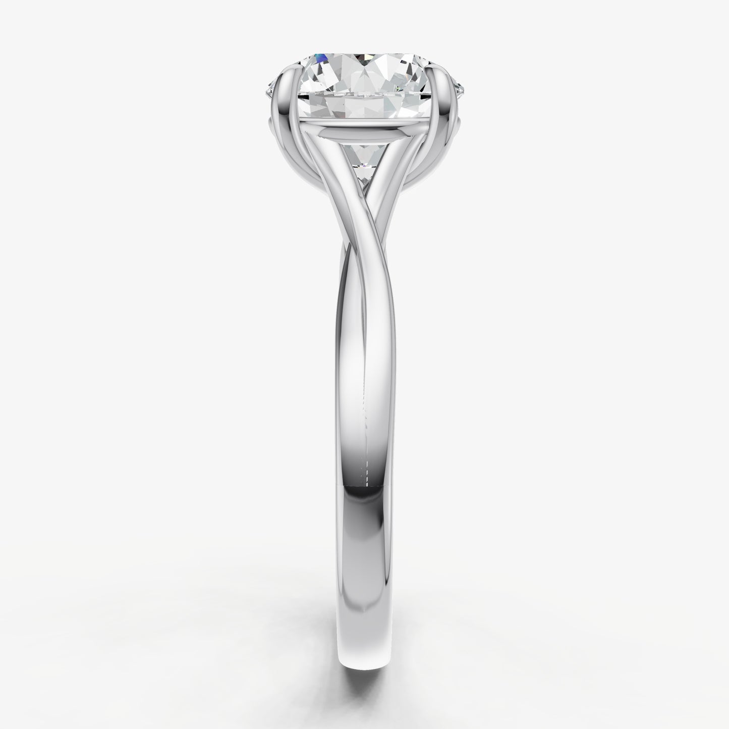 Round Twist Band Solitaire Engagement Ring