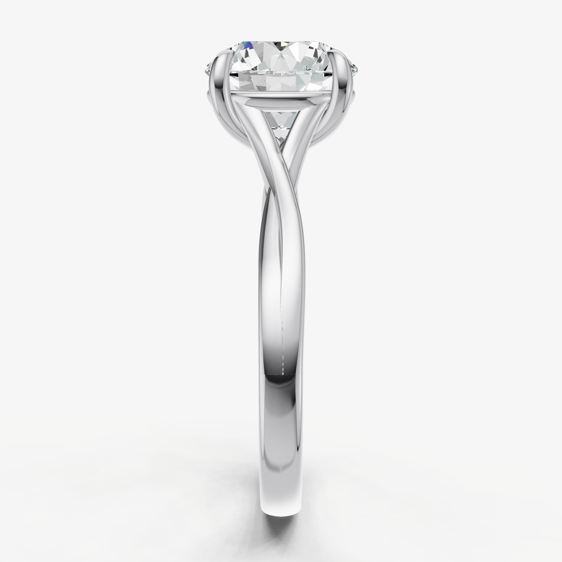 Round Twist Band Solitaire Engagement Ring