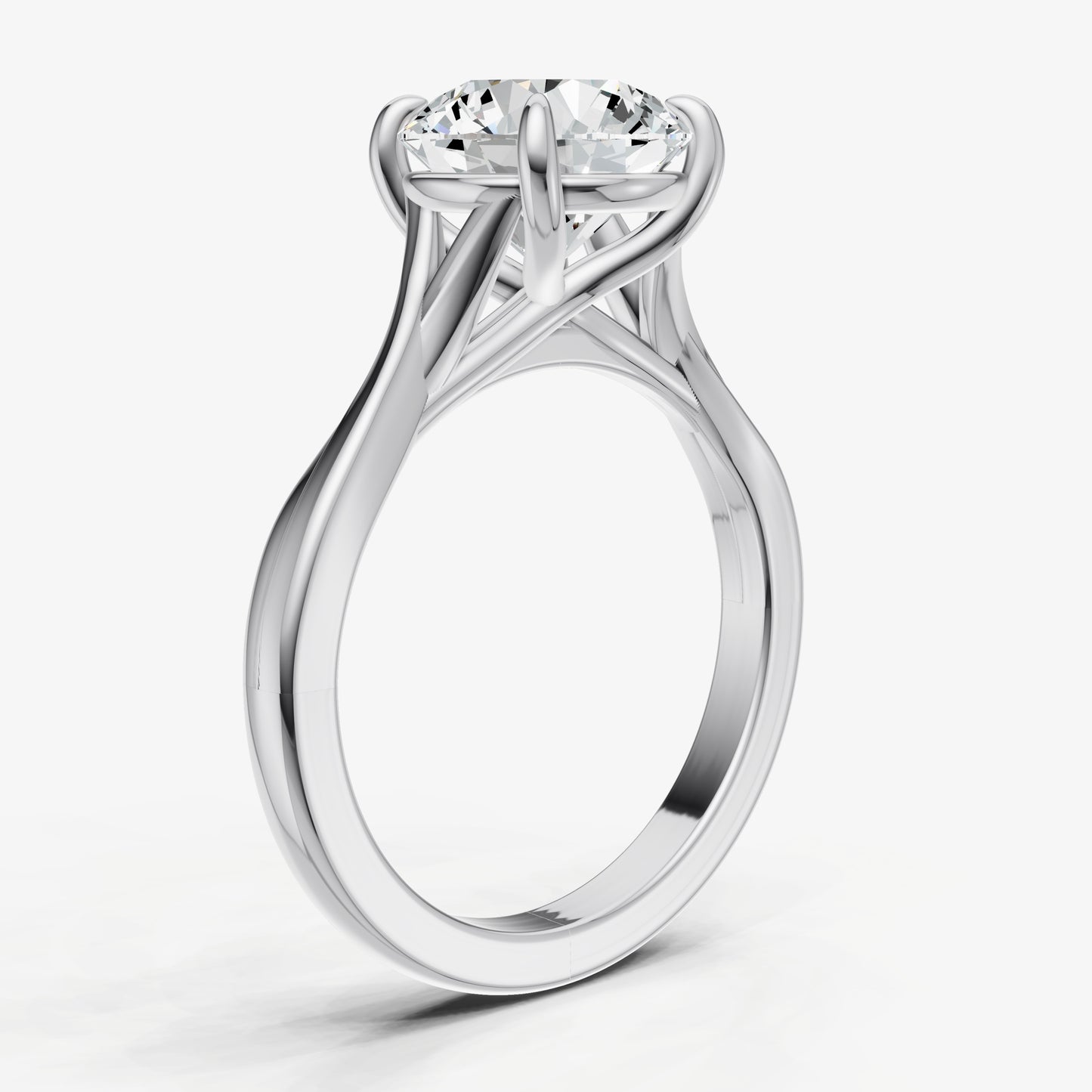 Round Twist Band Solitaire Engagement Ring