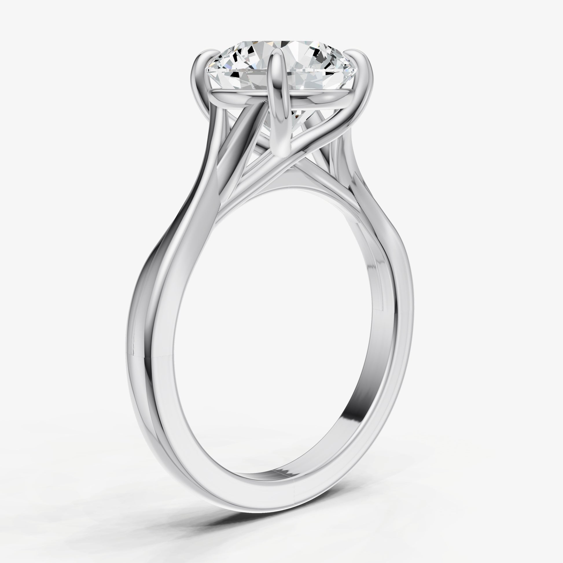 Round Twist Band Solitaire Engagement Ring