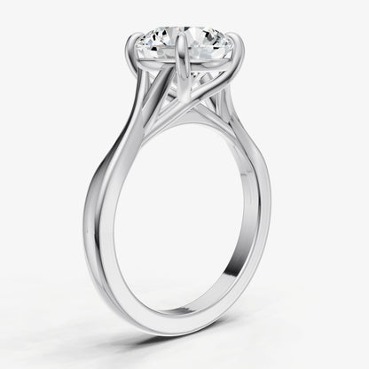 Round Twist Band Solitaire Engagement Ring