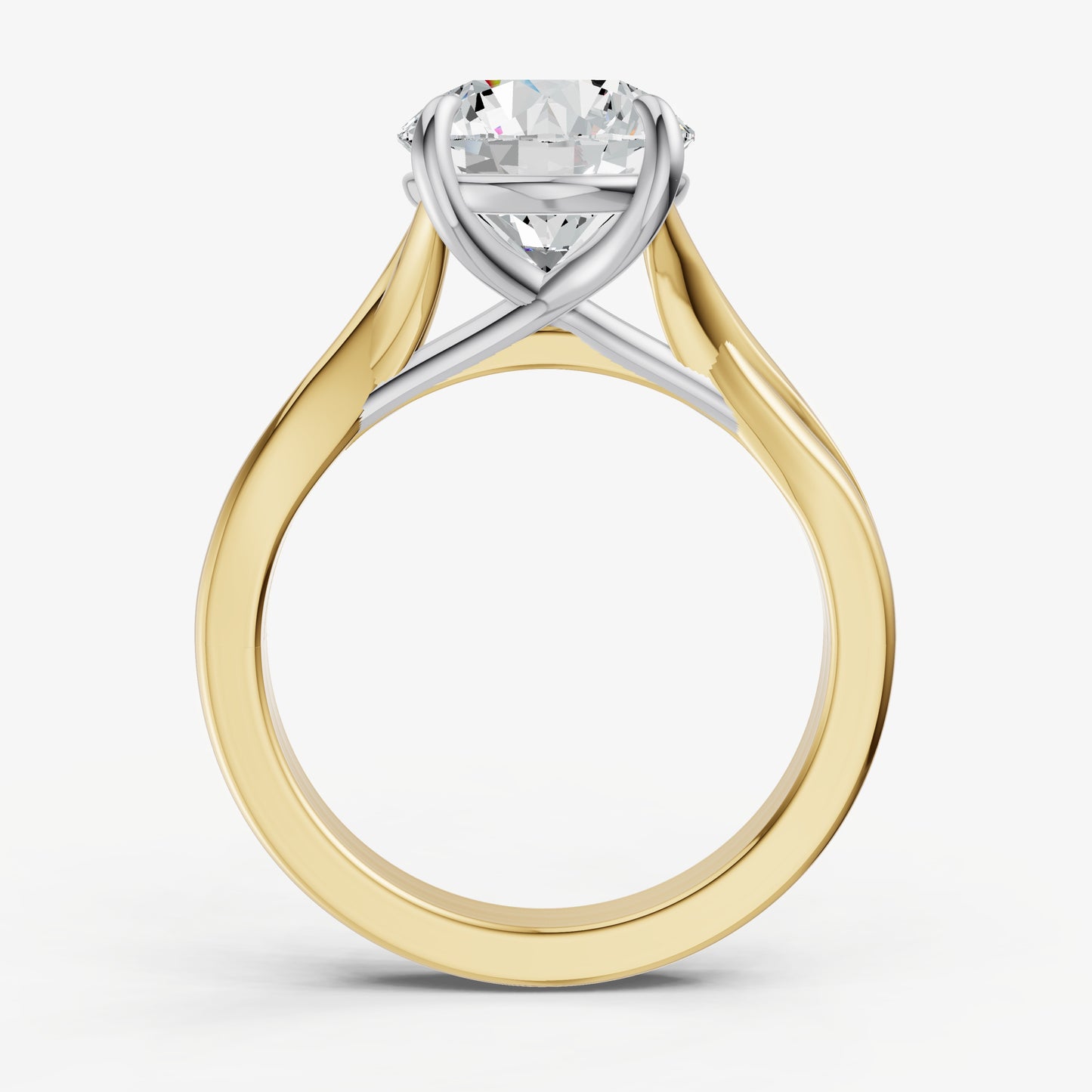 Round Twist Band Solitaire Engagement Ring