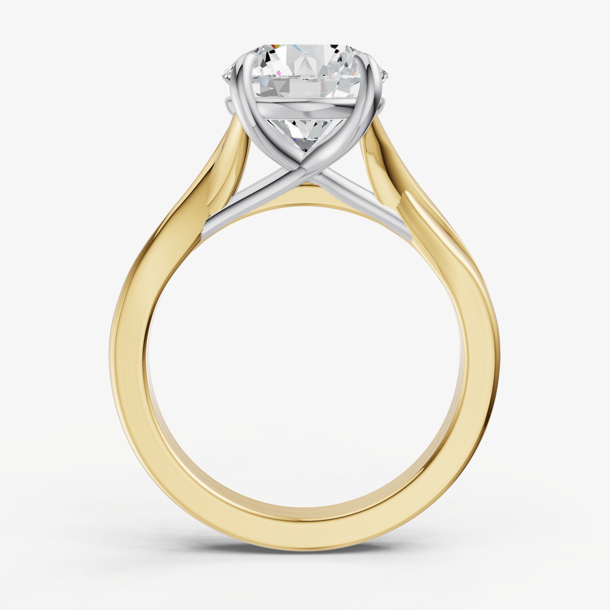 Round Twist Band Solitaire Engagement Ring