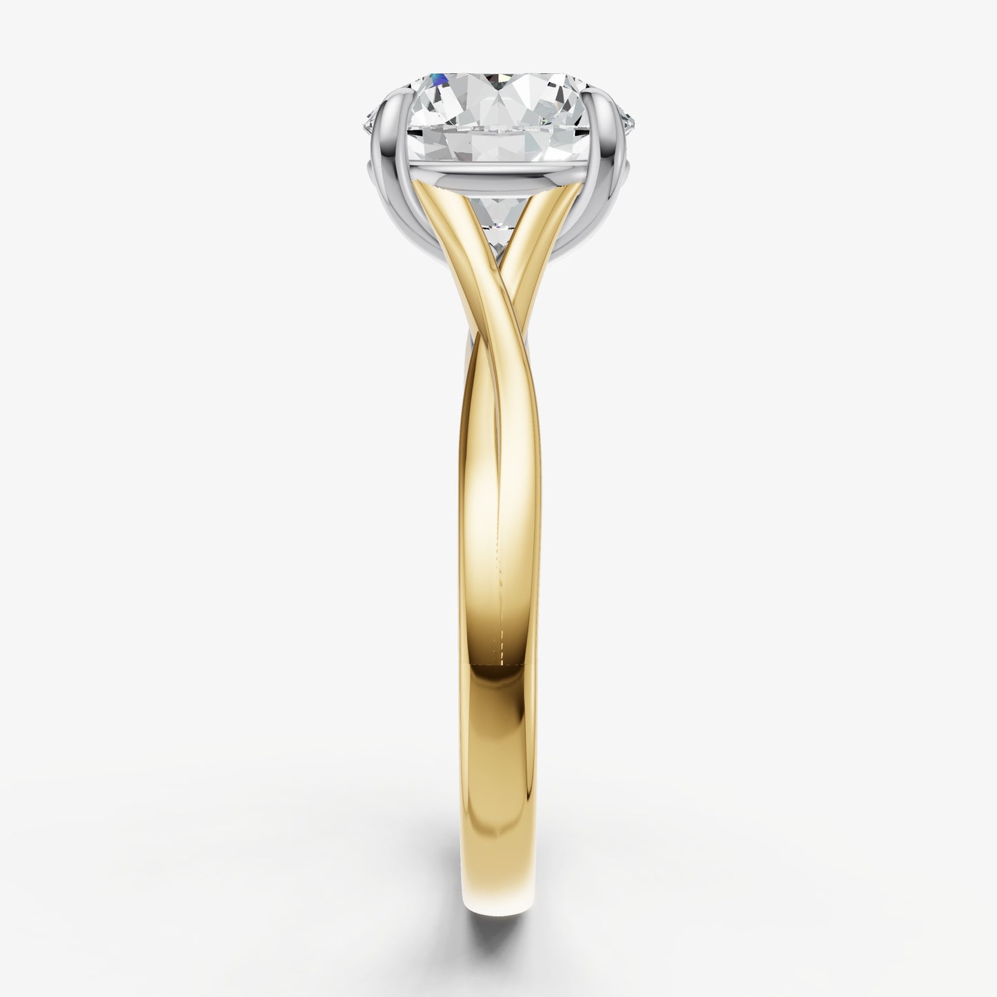 Round Twist Band Solitaire Engagement Ring