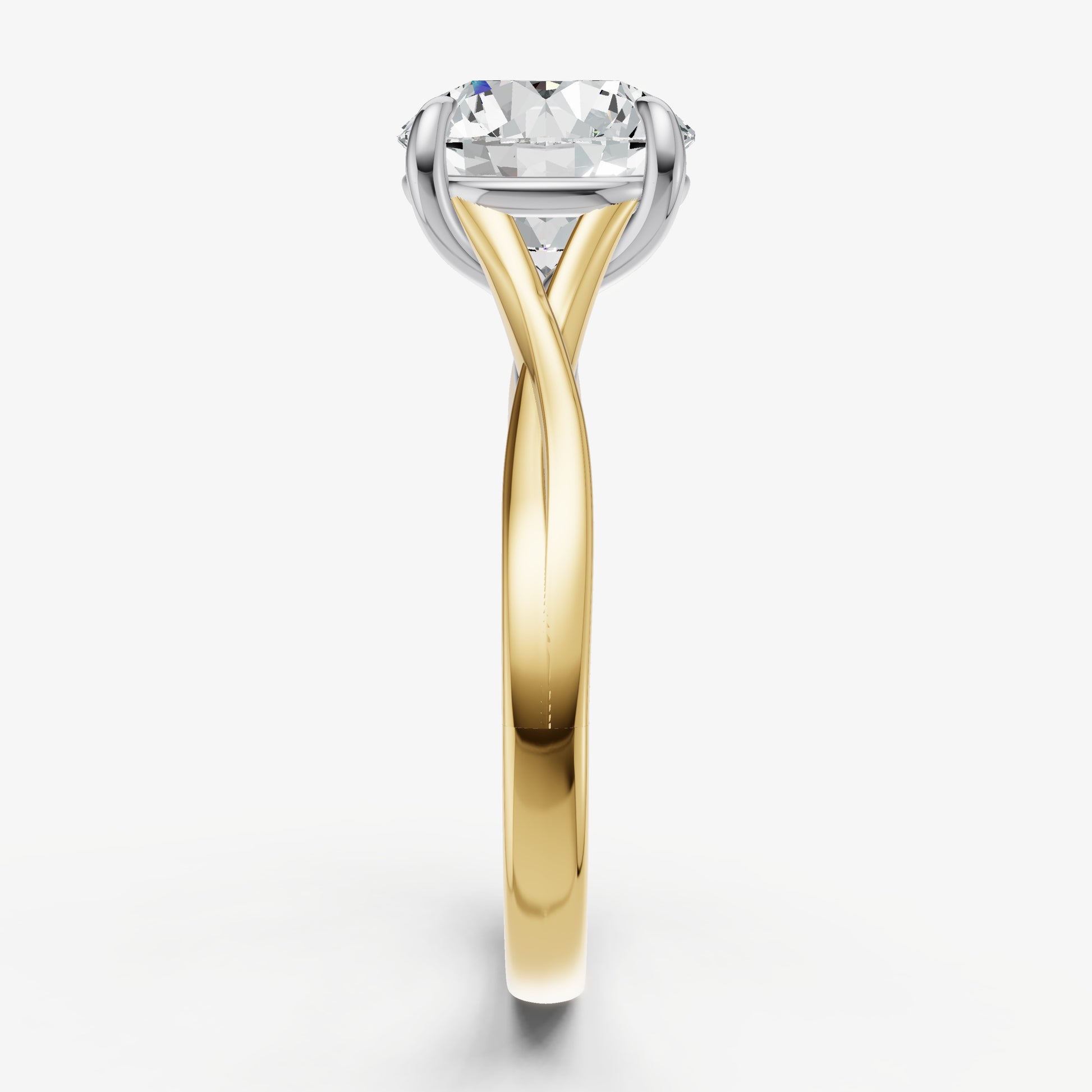 Round Twist Band Solitaire Engagement Ring