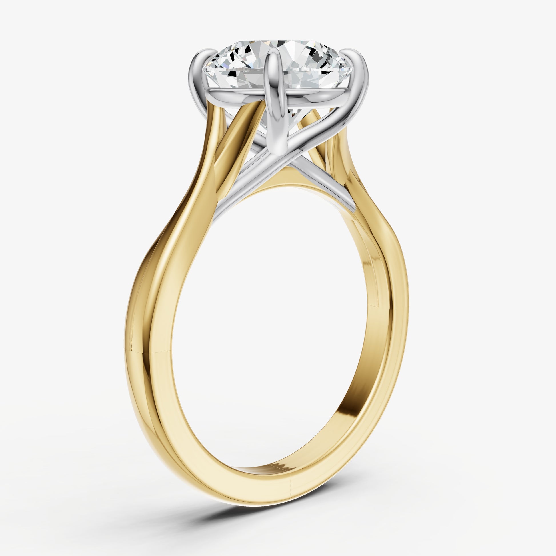 Round Twist Band Solitaire Engagement Ring