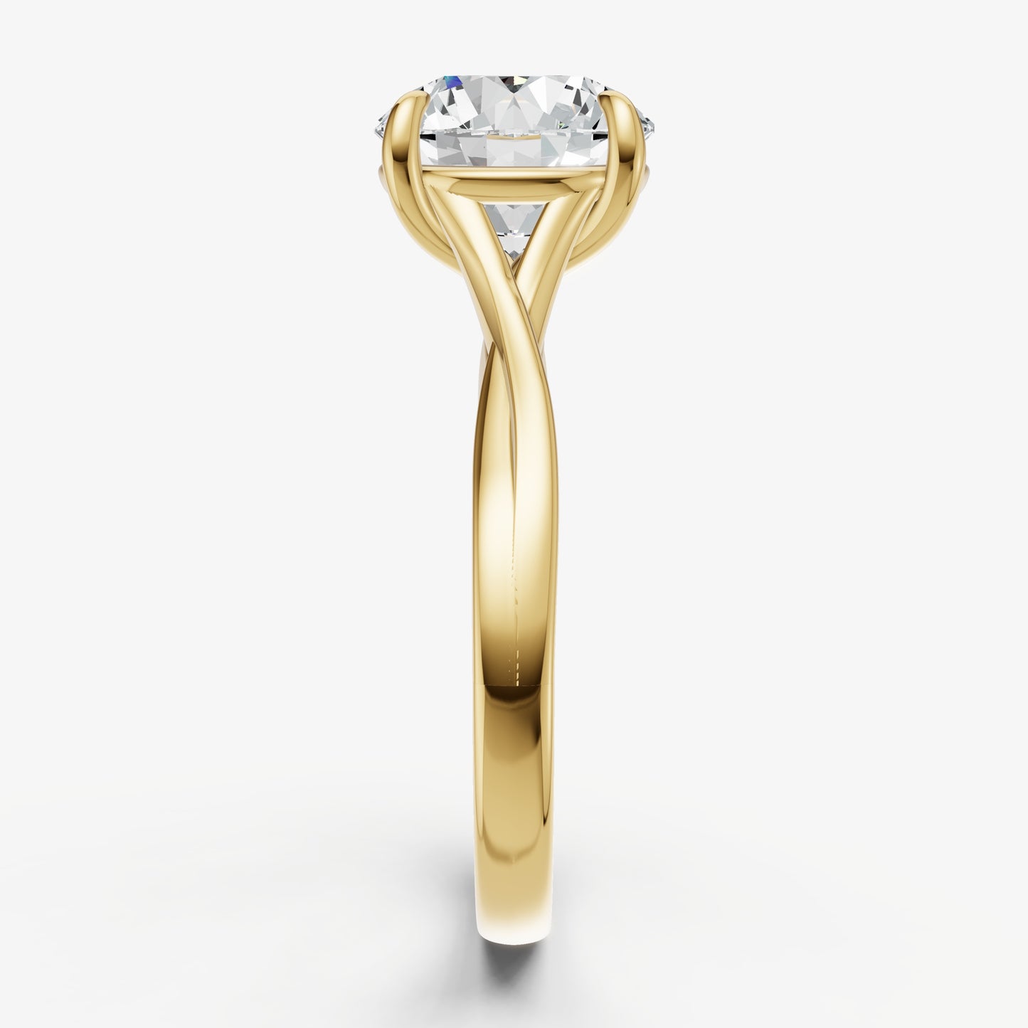 Round Twist Band Solitaire Engagement Ring