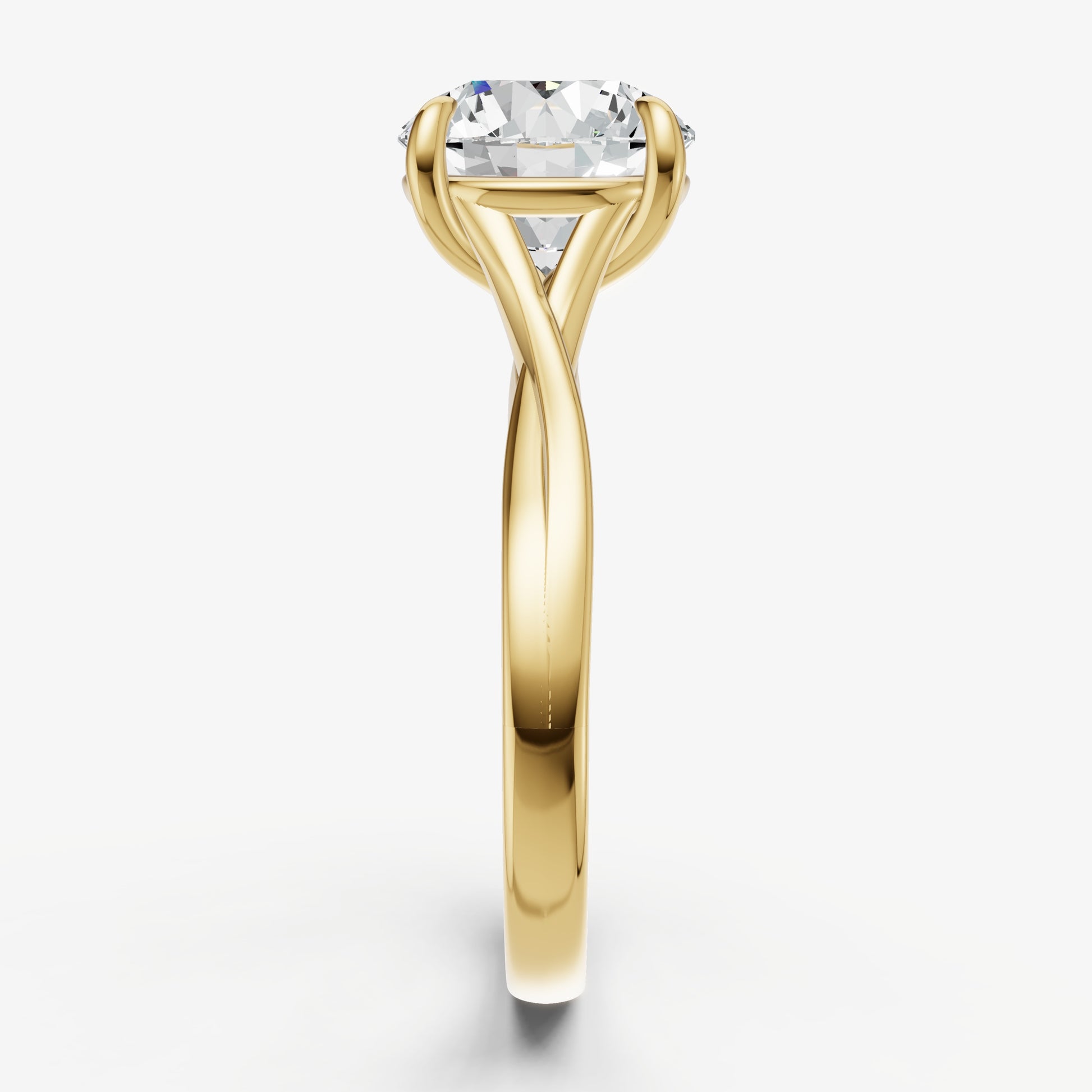 Round Twist Band Solitaire Engagement Ring