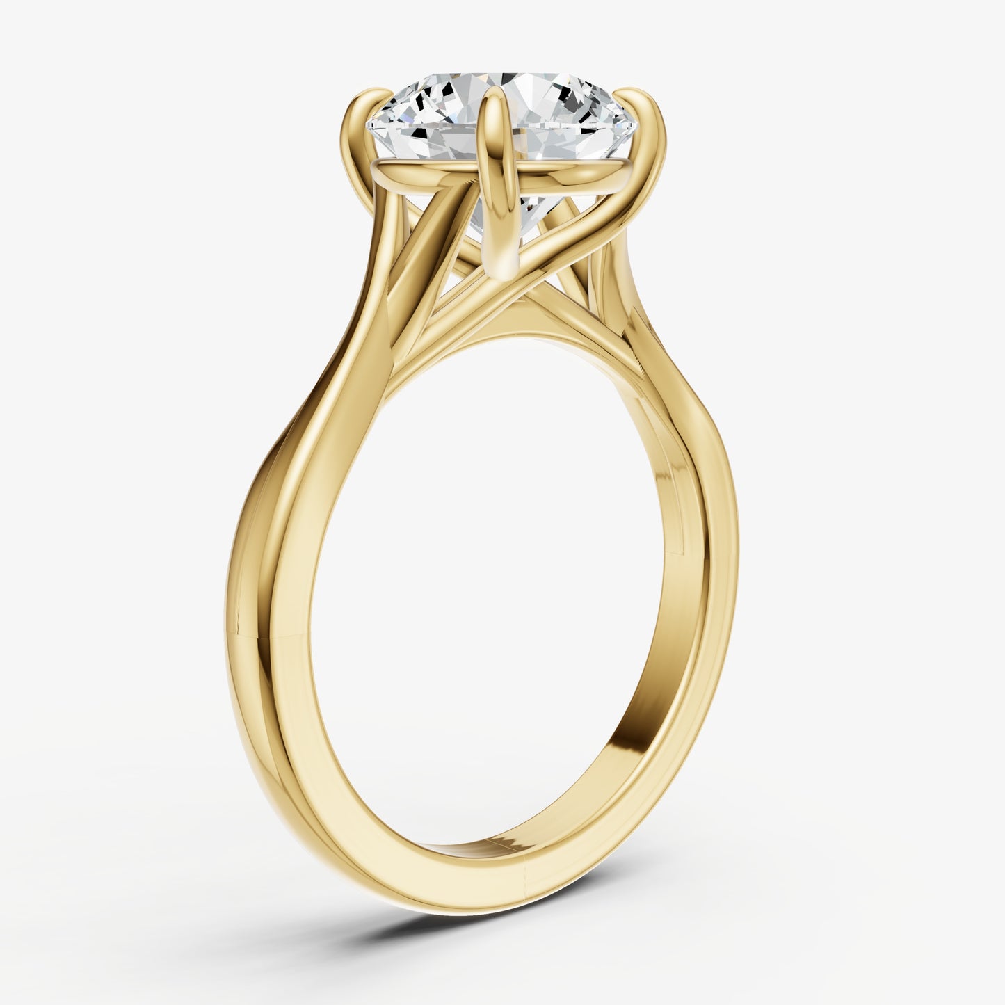 Round Twist Band Solitaire Engagement Ring
