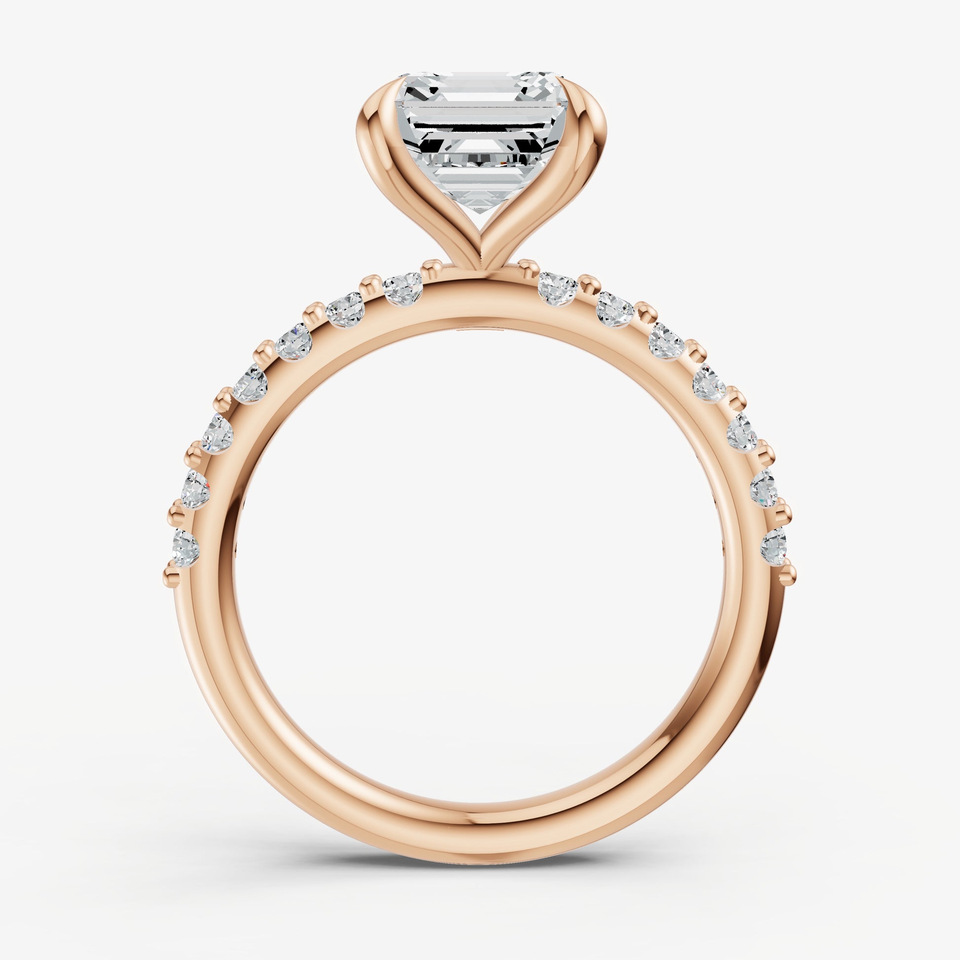 Asscher 6 Claw Diamond Band Engagement Ring