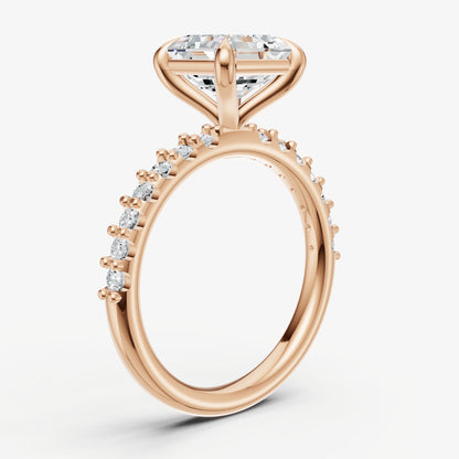 Asscher 6 Claw Diamond Band Engagement Ring