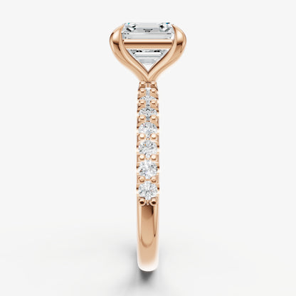 Asscher 6 Claw Diamond Band Engagement Ring