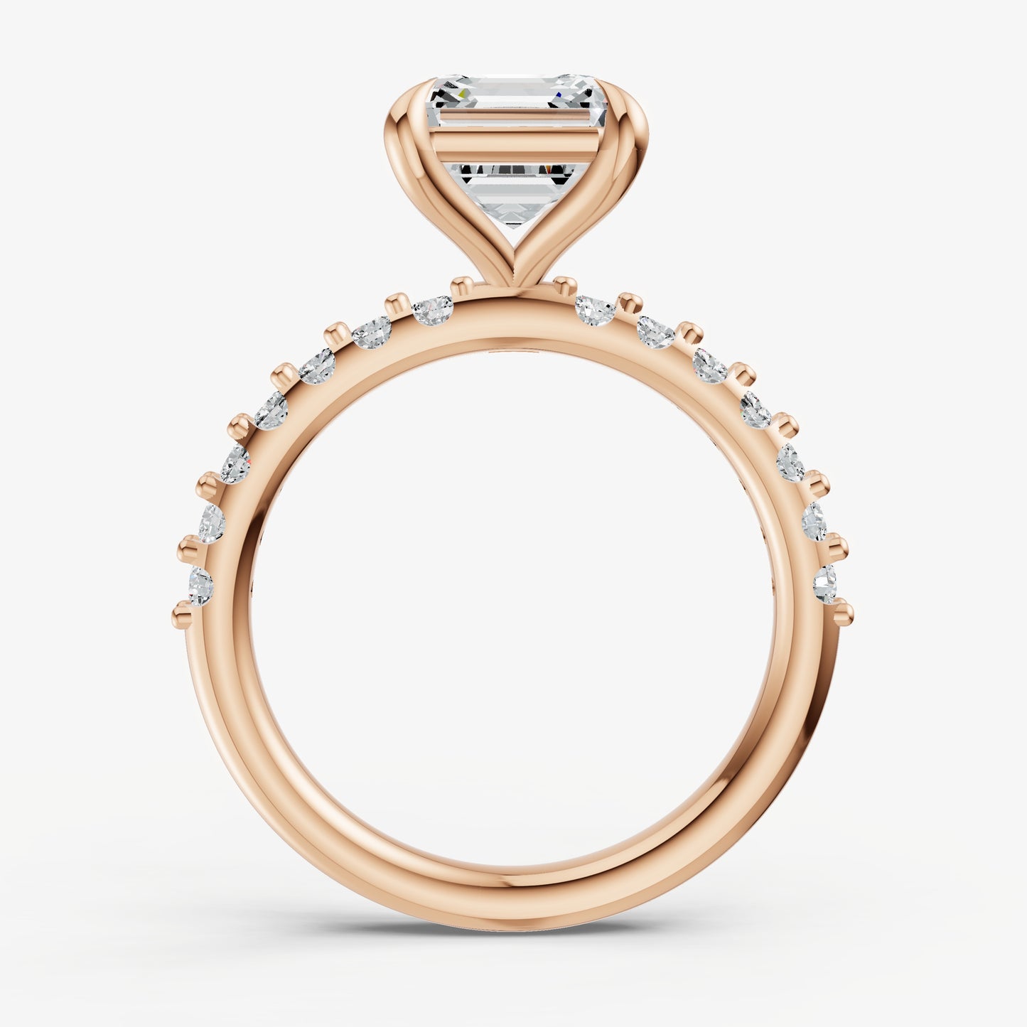 Asscher 6 Claw Diamond Band Engagement Ring