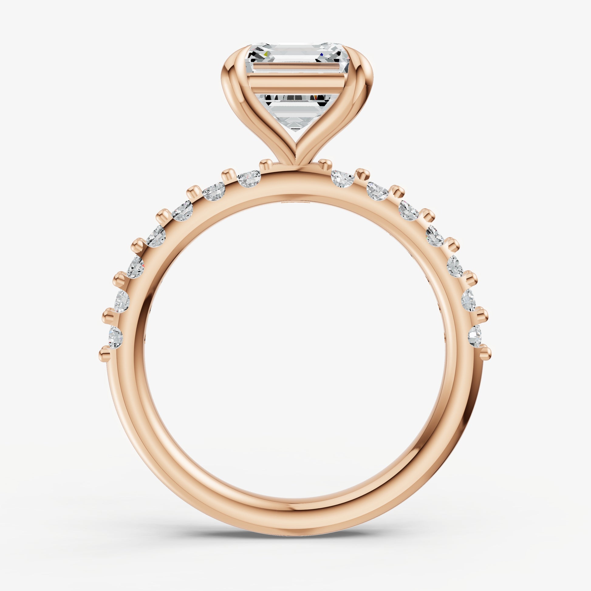 Asscher 6 Claw Diamond Band Engagement Ring