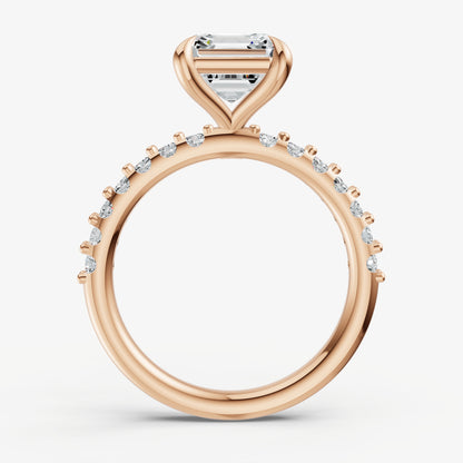 Asscher 6 Claw Diamond Band Engagement Ring