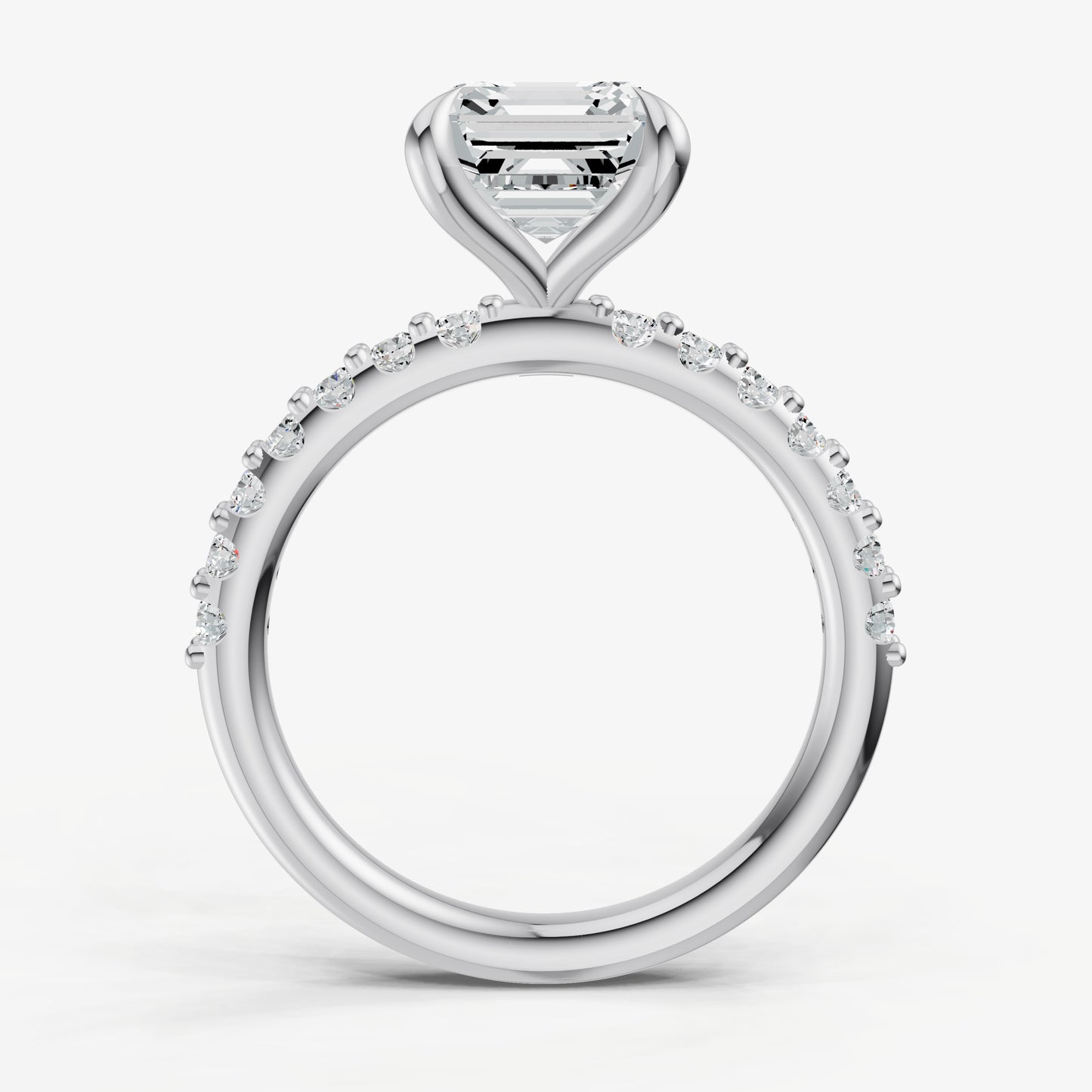 Asscher 6 Claw Diamond Band Engagement Ring