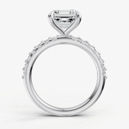 Asscher 6 Claw Diamond Band Engagement Ring