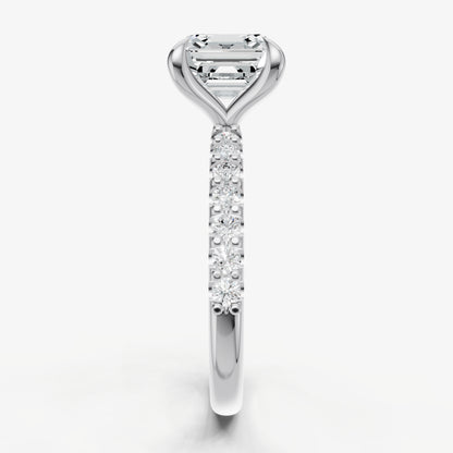 Asscher 6 Claw Diamond Band Engagement Ring