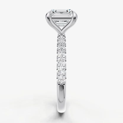 Asscher 6 Claw Diamond Band Engagement Ring