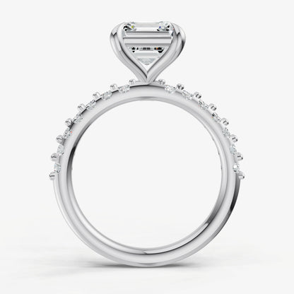 Asscher 6 Claw Diamond Band Engagement Ring