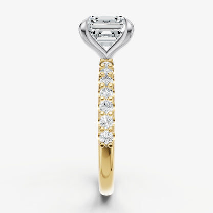 Asscher 6 Claw Diamond Band Engagement Ring