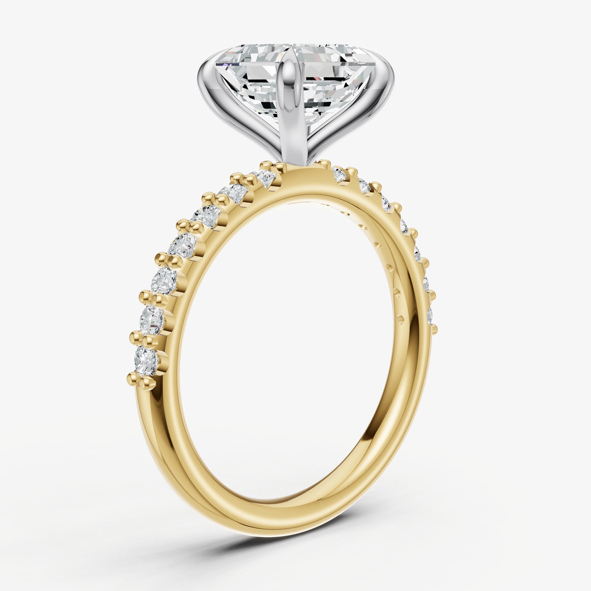 Asscher 6 Claw Diamond Band Engagement Ring